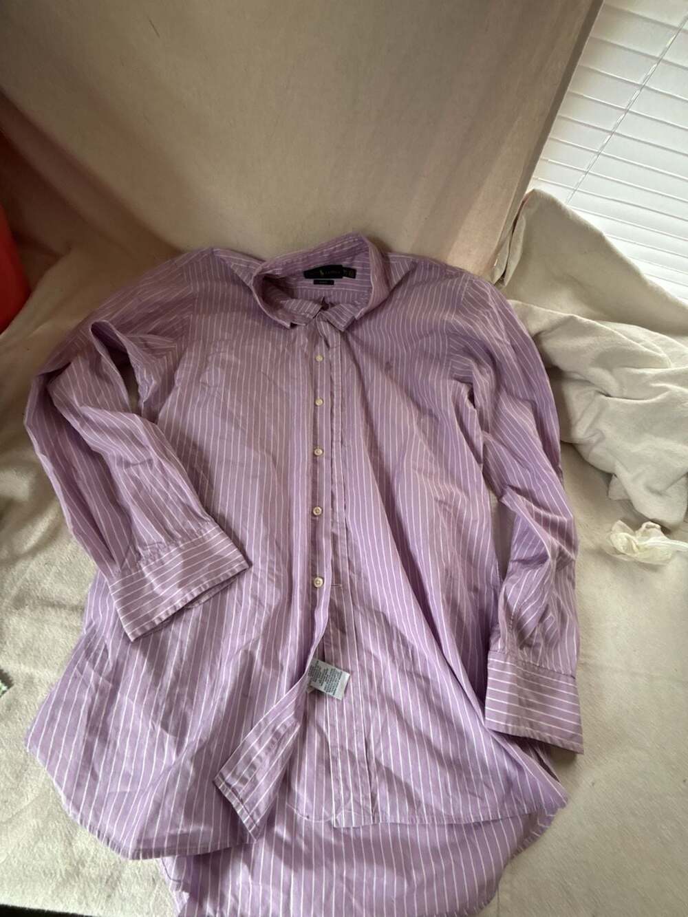 Ralph Lauren Striped Button-Down Shirt Purple White